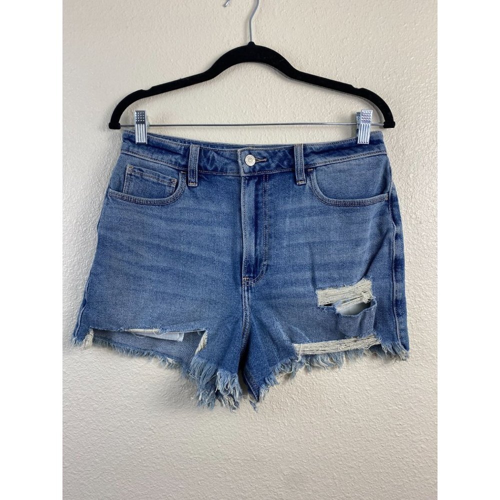 Hollister Ultra High Rise Mom Jean Shorts 3" Womens 29 Blue Stretch Beach Summer